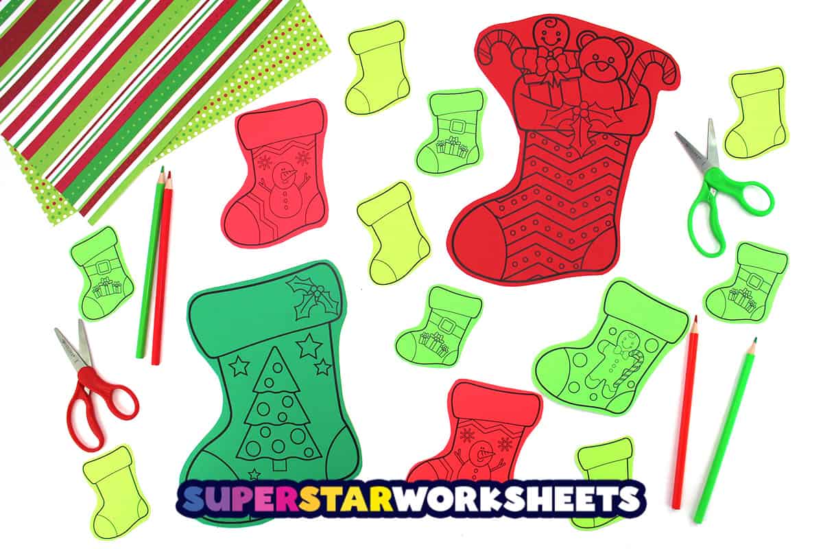 christmas stocking template (free printables) - superstar worksheets